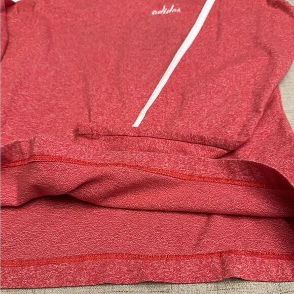 ADIDAS Top Womens Small Hooded Red White Long Sleeve Script Lightweight Pullover - Picture 9 of 9